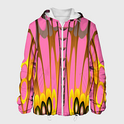 Куртка с капюшоном мужская Розовый бабочкин мотив, цвет: 3D-белый