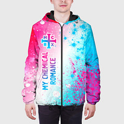 Куртка с капюшоном мужская My Chemical Romance neon gradient style: по-вертик, цвет: 3D-черный — фото 2