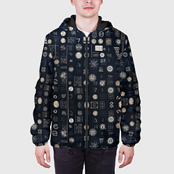 Куртка с капюшоном мужская Загадка ребус из цифр и знаков, цвет: 3D-черный — фото 2