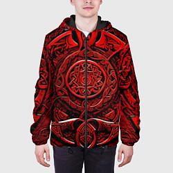 Куртка с капюшоном мужская Скандинавский орнамент викингов, цвет: 3D-черный — фото 2