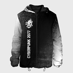 Куртка с капюшоном мужская Cyberpunk 2077 glitch на темном фоне: по-вертикали, цвет: 3D-черный