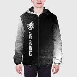 Куртка с капюшоном мужская Cyberpunk 2077 glitch на темном фоне: по-вертикали, цвет: 3D-черный — фото 2