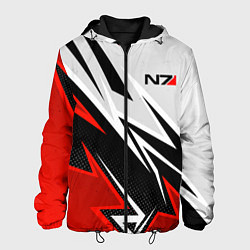 Куртка с капюшоном мужская N7 mass effect - white and red, цвет: 3D-черный