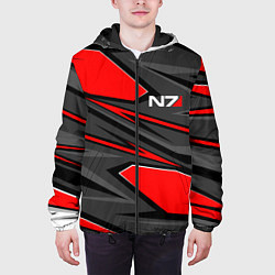 Куртка с капюшоном мужская Mass Effect - черно-белый, цвет: 3D-черный — фото 2