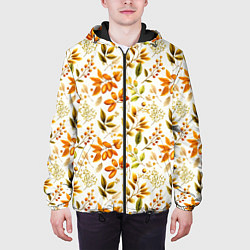Куртка с капюшоном мужская Осенние листья и желуди, цвет: 3D-черный — фото 2
