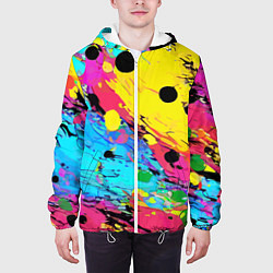 Куртка с капюшоном мужская Цветная абстракция - живопись, цвет: 3D-белый — фото 2