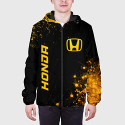 Куртка с капюшоном мужская Honda - gold gradient: надпись, символ, цвет: 3D-черный — фото 2