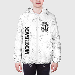 Куртка с капюшоном мужская Nickelback glitch на светлом фоне вертикально, цвет: 3D-белый — фото 2