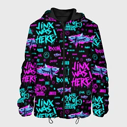 Куртка с капюшоном мужская Jinx Arcane pattern neon, цвет: 3D-черный
