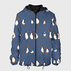 Куртка с капюшоном мужская Забавное семейство пингвинов, цвет: 3D-черный