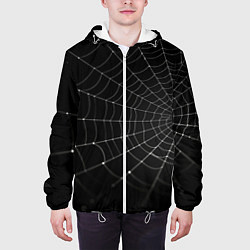 Куртка с капюшоном мужская Паутина на черном фоне, цвет: 3D-белый — фото 2