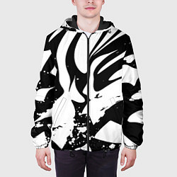 Куртка с капюшоном мужская Экспрессивная чб абстракция, цвет: 3D-черный — фото 2