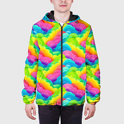 Куртка с капюшоном мужская Разноцветные облака из бумаги паттерн, цвет: 3D-черный — фото 2