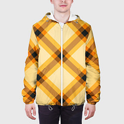 Куртка с капюшоном мужская Желтая шотландская клетка, цвет: 3D-белый — фото 2