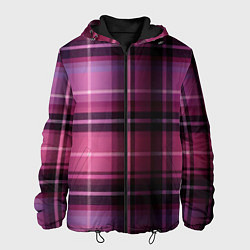 Куртка с капюшоном мужская Фиолетовая шотландская клетка, цвет: 3D-черный