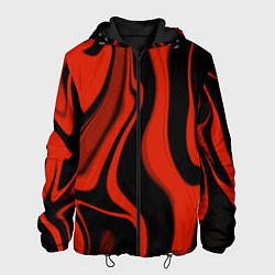 Куртка с капюшоном мужская Абстракция красно-чёрная искаженная, цвет: 3D-черный