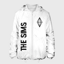 Куртка с капюшоном мужская The Sims glitch на светлом фоне вертикально, цвет: 3D-белый