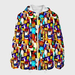 Куртка с капюшоном мужская Кисти и краски художника, цвет: 3D-белый