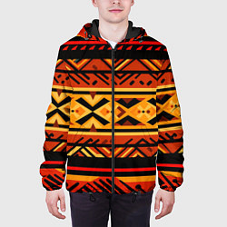 Куртка с капюшоном мужская Узор в этническом стиле масаев, цвет: 3D-черный — фото 2