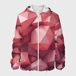 Куртка с капюшоном мужская Розовые полигоны, цвет: 3D-белый