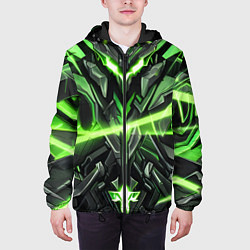 Куртка с капюшоном мужская Зелёный кибер рыцарь, цвет: 3D-черный — фото 2