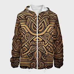 Куртка с капюшоном мужская Орнамент в стиле викингов, цвет: 3D-белый