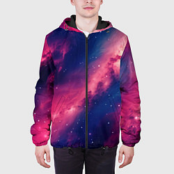 Куртка с капюшоном мужская Галактика в розовом цвете, цвет: 3D-черный — фото 2