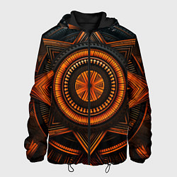 Куртка с капюшоном мужская Орнамент в африканском стиле на тёмном фоне, цвет: 3D-черный