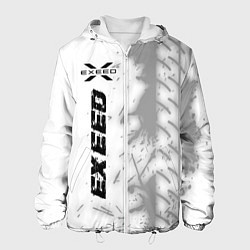 Куртка с капюшоном мужская Exeed speed на светлом фоне со следами шин по-верт, цвет: 3D-белый