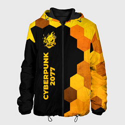 Куртка с капюшоном мужская Cyberpunk 2077 - gold gradient по-вертикали, цвет: 3D-черный