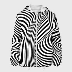 Куртка с капюшоном мужская Цвета зебры оптическая иллюзия, цвет: 3D-белый
