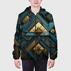 Куртка с капюшоном мужская Геометрический узор в египетском стиле, цвет: 3D-черный — фото 2