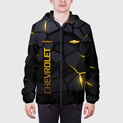 Куртка с капюшоном мужская Chevrolet - плиты с эффектом свечения, цвет: 3D-черный — фото 2