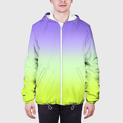 Куртка с капюшоном мужская Фиолетовый мятный и желто-зеленый градиент, цвет: 3D-белый — фото 2