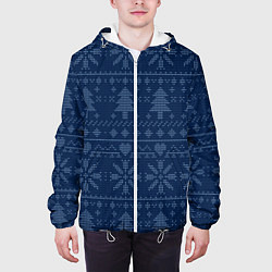 Куртка с капюшоном мужская Зимние узоры в скандинавском стиле, цвет: 3D-белый — фото 2