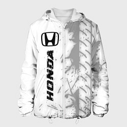 Куртка с капюшоном мужская Honda speed на светлом фоне со следами шин по-верт, цвет: 3D-белый