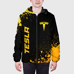 Куртка с капюшоном мужская Tesla - gold gradient вертикально, цвет: 3D-черный — фото 2