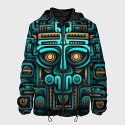 Куртка с капюшоном мужская Орнамент в ацтекском стиле, цвет: 3D-черный