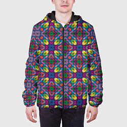 Куртка с капюшоном мужская Стеклянная мозаика, цвет: 3D-черный — фото 2