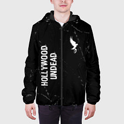 Куртка с капюшоном мужская Hollywood Undead glitch на темном фоне вертикально, цвет: 3D-черный — фото 2