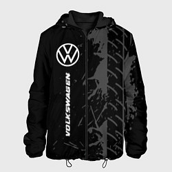 Куртка с капюшоном мужская Volkswagen speed на темном фоне со следами шин по-, цвет: 3D-черный