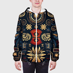 Куртка с капюшоном мужская Узор в славянском стиле, цвет: 3D-белый — фото 2