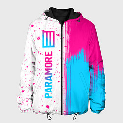 Куртка с капюшоном мужская Paramore neon gradient style по-вертикали, цвет: 3D-черный