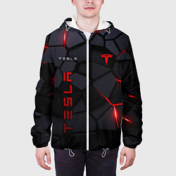 Куртка с капюшоном мужская Tesla - плиты с эффектом свечения, цвет: 3D-белый — фото 2
