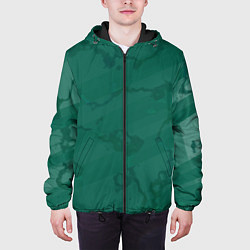 Куртка с капюшоном мужская Серо-зеленые разводы, цвет: 3D-черный — фото 2