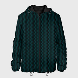 Куртка с капюшоном мужская Тёмно-зелёный полосатый, цвет: 3D-черный