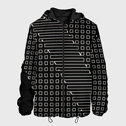 Куртка с капюшоном мужская Чёрный абстрактный с квадратами, цвет: 3D-черный
