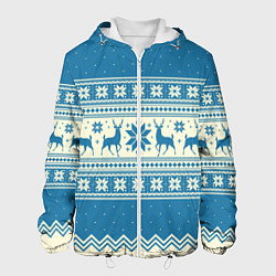Куртка с капюшоном мужская Sweater with deer on a blue background, цвет: 3D-белый