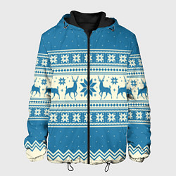 Куртка с капюшоном мужская Sweater with deer on a blue background, цвет: 3D-черный