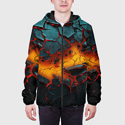 Куртка с капюшоном мужская Разлом неоновых плит, цвет: 3D-черный — фото 2